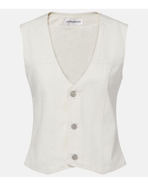 Victoria Beckham White Denim Vest