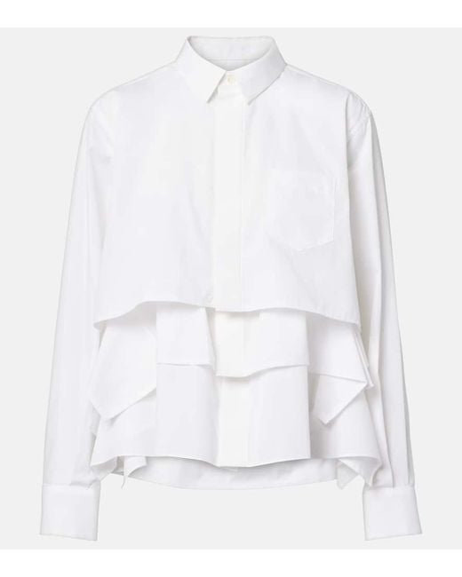 Sacai White Tiered Poplin Shirt