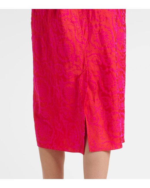 Dries Van Noten Red Printed Pencil Skirt