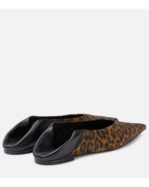 Saint Laurent Brown Nour Leopard-print Leather-trimmed Mules