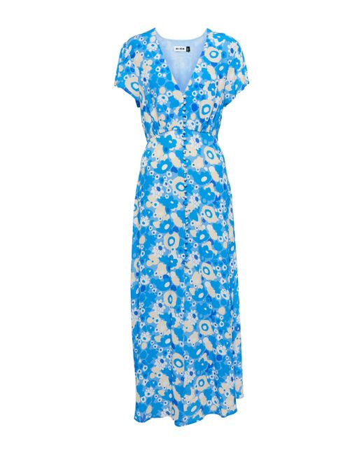 RIXO London Floral Crêpe Midi Dress in Blue | Lyst UK