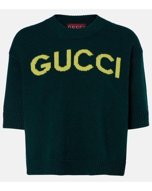 Gucci Green Pullover Aus Wolle
