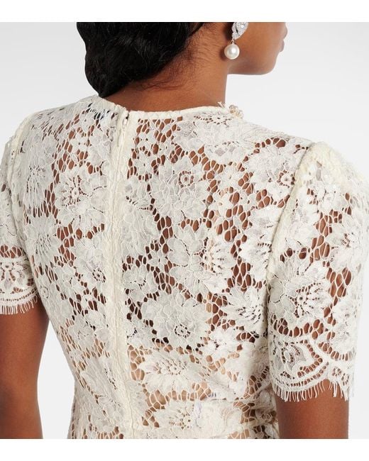 Abito Midi Con Pizzo di Self-Portrait in White