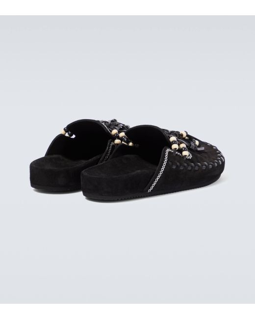 Alanui Black The Journey Suede Slippers for men