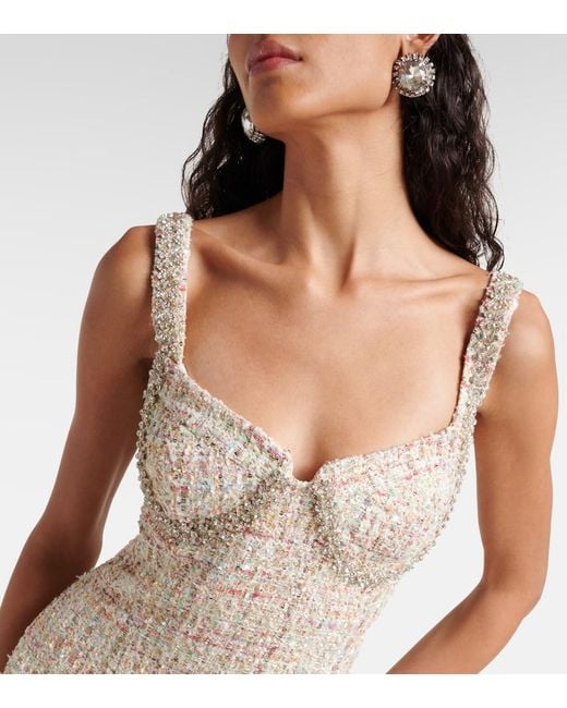 Self-Portrait Natural Bouclé Mini Dress