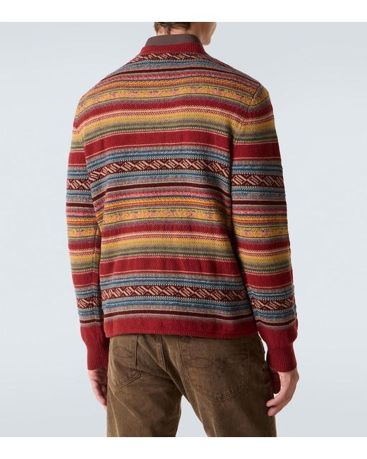 RRL Brown Wool-Blend Jacquard Sweater for men