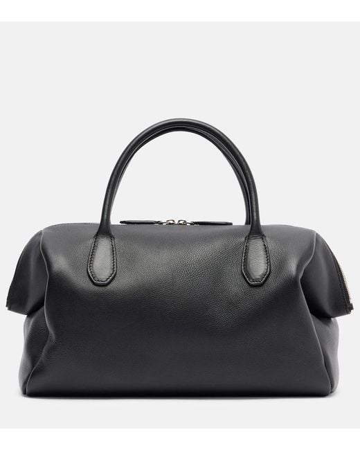 The Row Black Faye Leather Top-Handle Bag