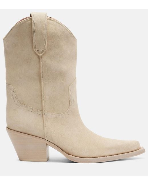 Paris Texas Natural Dakota Suede Ankle Boots
