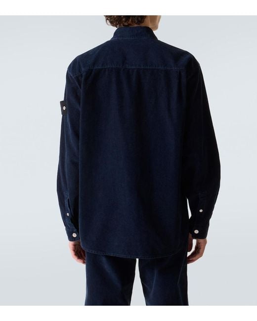 Stone Island Blue Compass Cotton-Blend Corduroy Overshirt for men