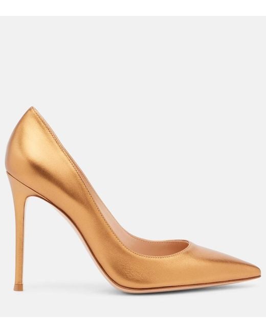 Gianvito Rossi Brown Gianvito 105 Metallic Leather Pumps