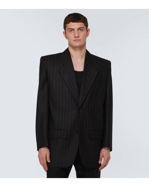 Blazer oversize raye en laine Saint Laurent pour homme en coloris Black
