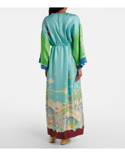 ALÉMAIS Green Bedrucktes Maxikleid Daria Aus Seide
