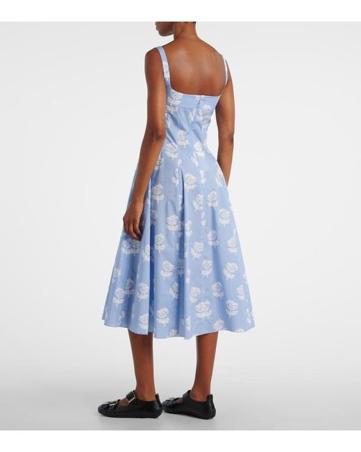 Marni Blue Floral Cotton Midi Dress