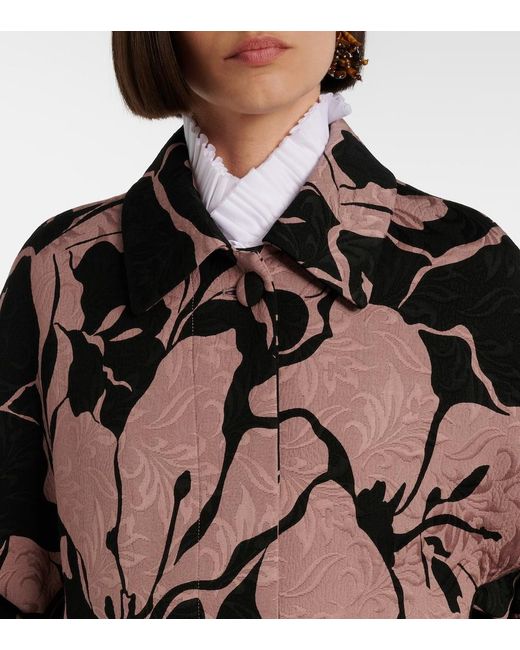 Dries Van Noten Black Floral Coat