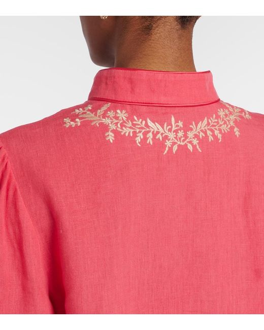 Valentino Pink Embroidered Linen Shirt