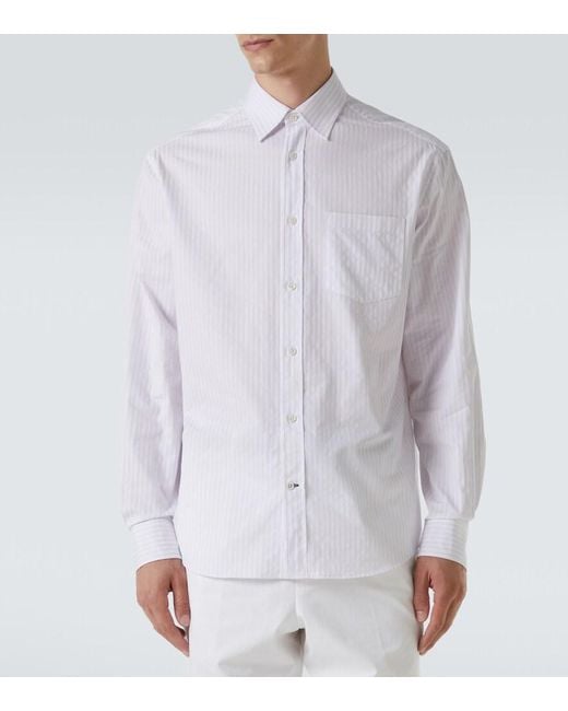 Dunhill White Striped Cotton Oxford Shirt for men