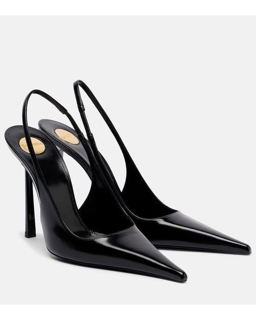 Saint Laurent Black Vendome 110 Leather Slingback Pumps