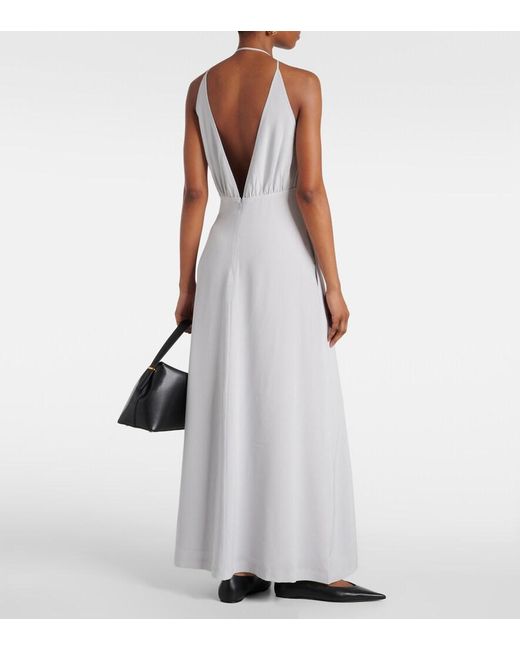 Totême  White Seidenkleid Mit Neckholder-Ausschnitt