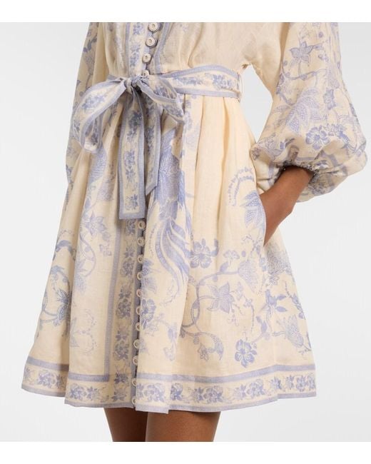 Zimmermann Natural Indra Floral Linen Minidress