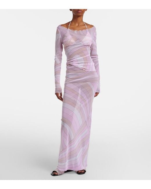 Emilio Pucci Pink Iride Tulle Maxi Skirt