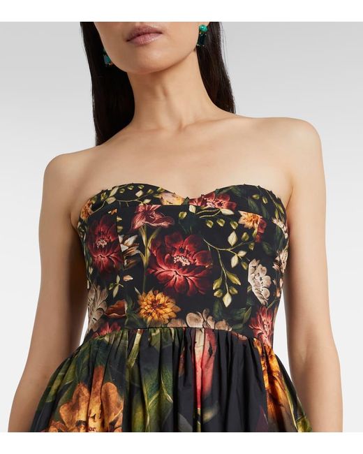 Agua Bendita Orange Tonia Floral Lace-Trimmed Cotton Maxi Dress