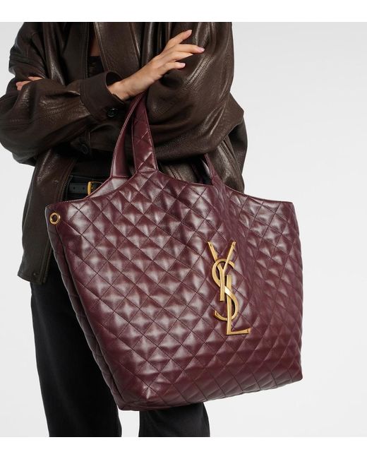 Saint Laurent Red Icare Maxi Quilted Leather Shopper