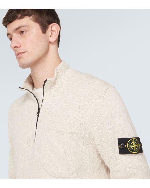 Stone Island Natural Compass Cotton And Linen Half-zip Sweater for men