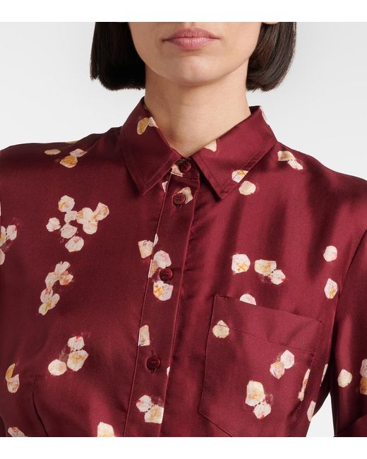Altuzarra Red Belted Printed Silk Shirt Dress