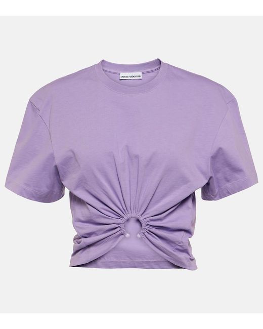 T-shirt in jersey di cotone con logo di Rabanne in Purple