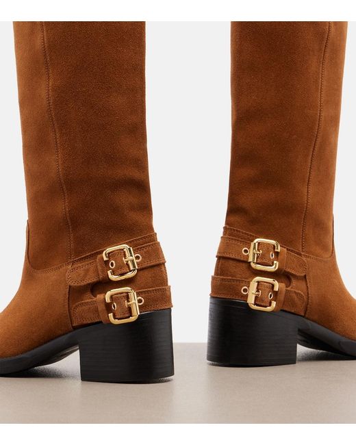 Chloé Brown Dakota Suede Biker Boots