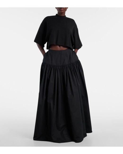 Alaïa Black Cropped Cotton-Blend T-Shirt