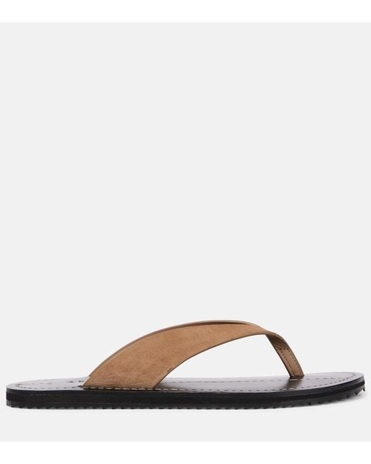 A.Emery Brown Flora Suede Thong Sandals