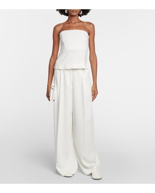 Co. White Strapless Crepe Top