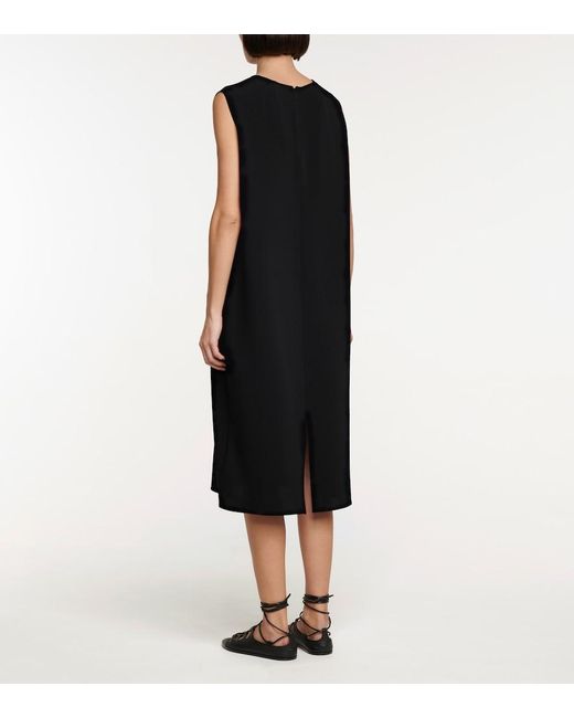 The Row Black Mirna Crepe Midi Dress