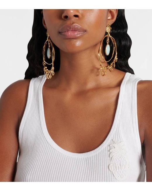 Chloé Metallic Verzierte Ohrringe Sunflower