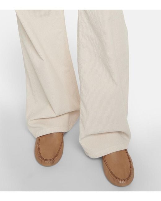 The Row Natural Lucca Leather Moccasins