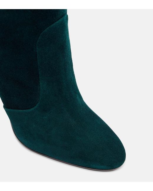 Aquazzura Blue Joplin 105 Suede Knee-High Boots