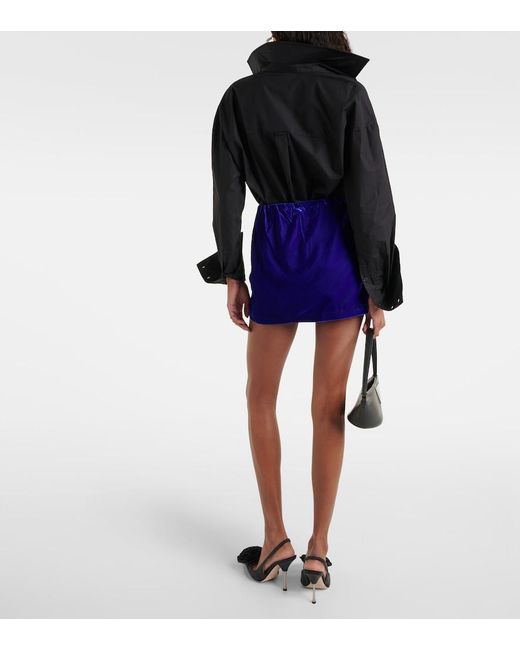 DIDU Purple Floral-Applique Velvet Miniskirt