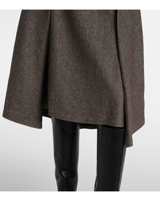 Brunello Cucinelli Gray Wool And Linen-Blend Midi Skirt