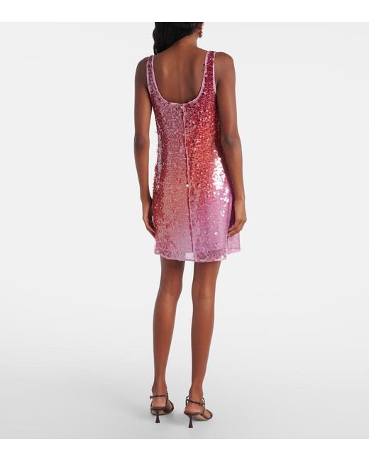Jonathan Simkhai Red Alayna Ombre Sequined Minidress