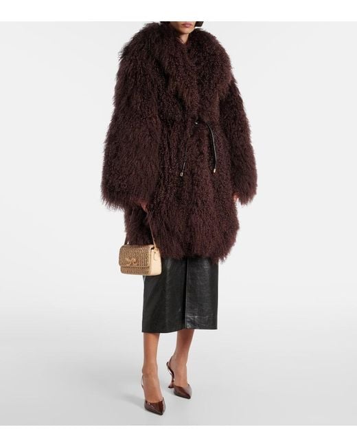 Self-Portrait Black Mantel Aus Shearling