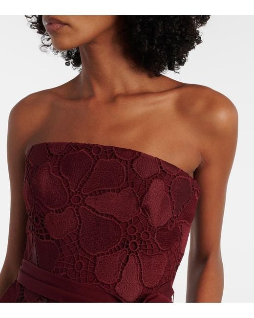 Elie Saab Red Silk-Blend Guipure Lace Cocktail Dress