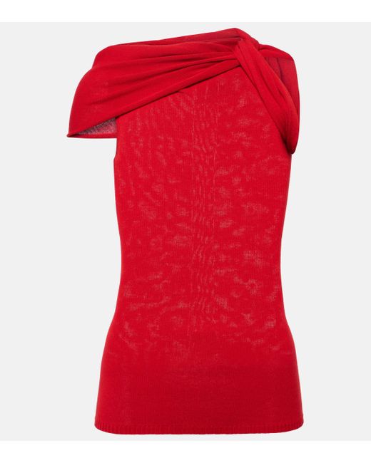 Rick Owens Red Knitted One-shoulder Top