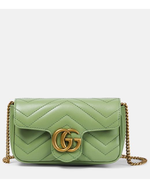 Gucci Green GG Marmont Mini Leather Shoulder Bag