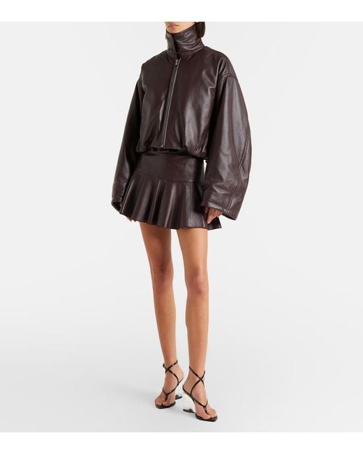 Alaïa Brown Pleated Leather Miniskirt
