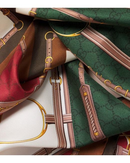 Gucci Green Silk Twill Scarf