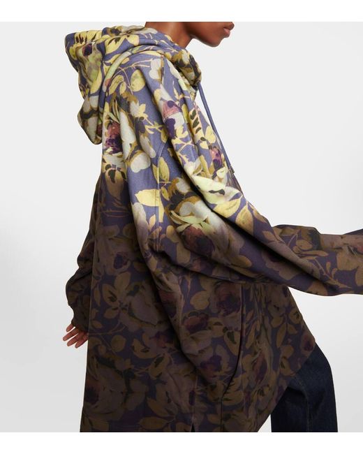 Dries Van Noten Multicolor Hasper Floral Cotton Hoodie Dress