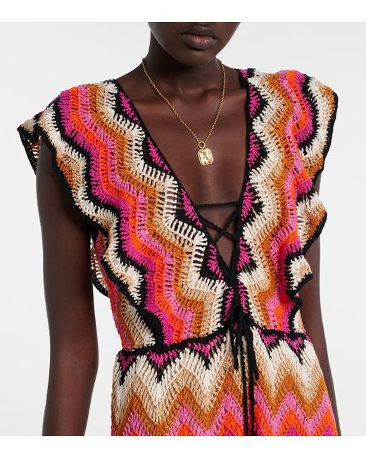 Anna Kosturova Red Melissa Cotton Crochet Minidress