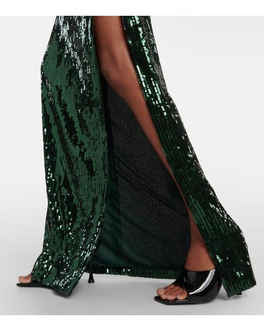 Gonna Lunga Beating Heart Con Paillettes di Galvan in Green