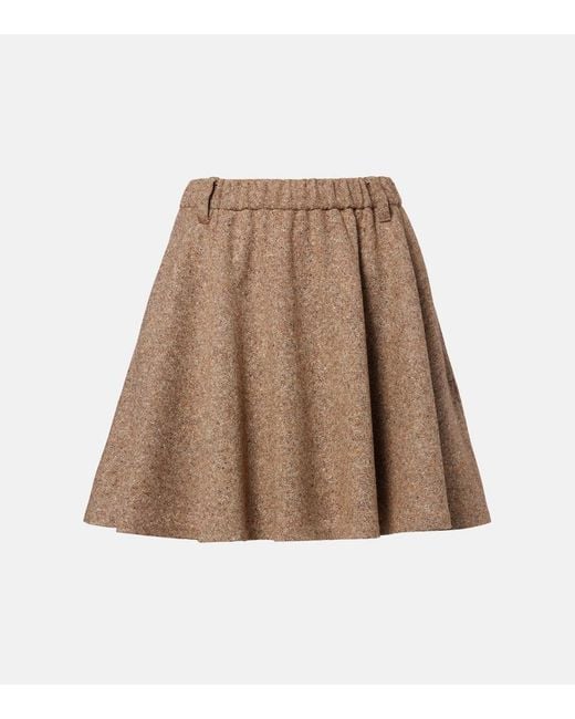 Brunello Cucinelli Brown Monili Wool-Blend Miniskirt